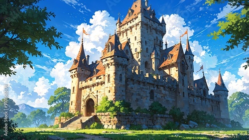 Wallpaper Mural enchanted castle grounds grounds around a magical cast flat anime Torontodigital.ca