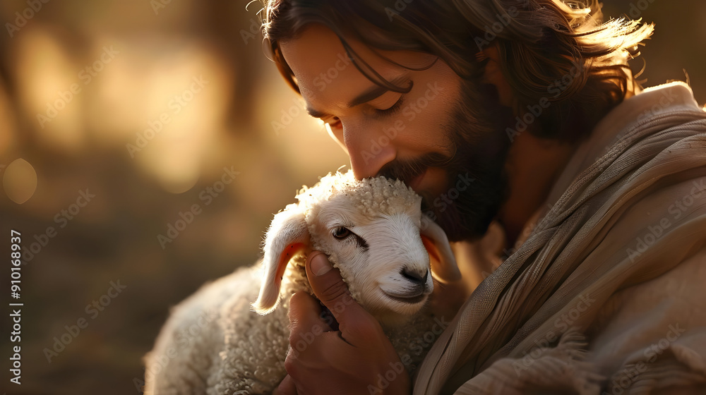 Jesus Holding a Lamb Illustration Jesus Holding a Lamb Illustration
