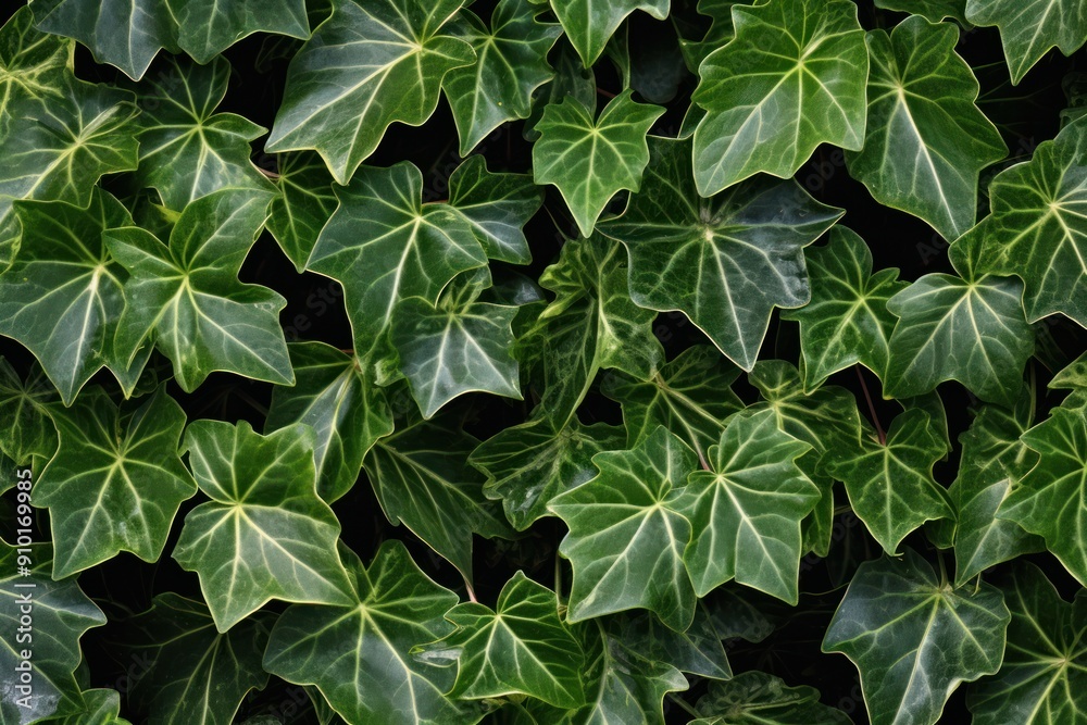 Close-up photograph of Hedera helix (English Ivy) showing a network of green leaves. Close-up photograph of Hedera helix (English Ivy) showing a network of green leaves.