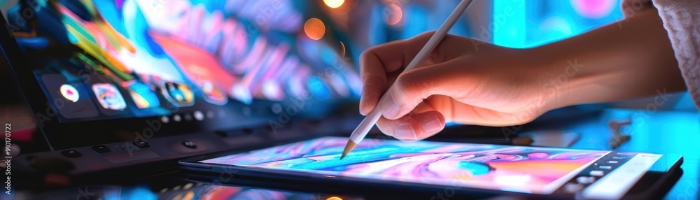 Person using a digital art app, illustrating creative technology