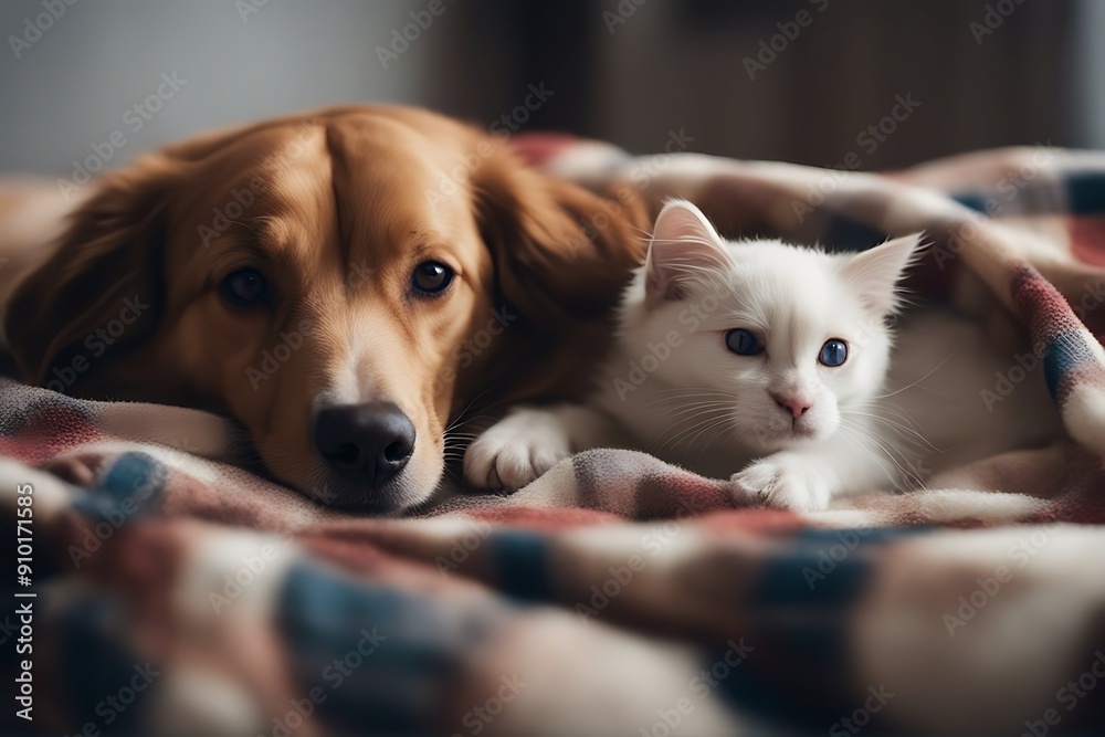 dog cat plaid blanket warm cosy winter cold autumn cute pet happy under ill bad weather background animal sad bed home puppy funny portrait white heating fun domestic canino and dog cat plaid blanket warm cosy winter cold autumn cute pet happy under ill bad weather background animal sad bed home puppy funny portrait white heating fun domestic canino and