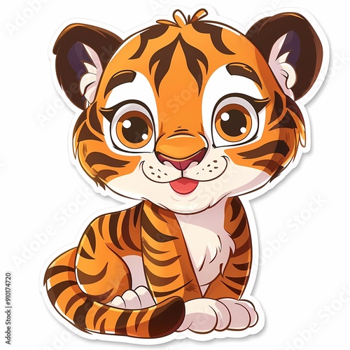 Adorable tiger illustration ideal for children's products and decorative merchandise.