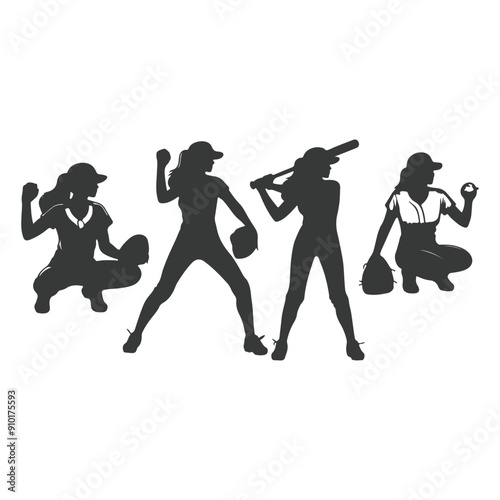 Baseball player silhouettes set in different poses. Baseball icons vector. Man Throwing Ball Silhouette. Baseball Player Silhouette. baseball player, vector isolated illustration. Baseball batter.