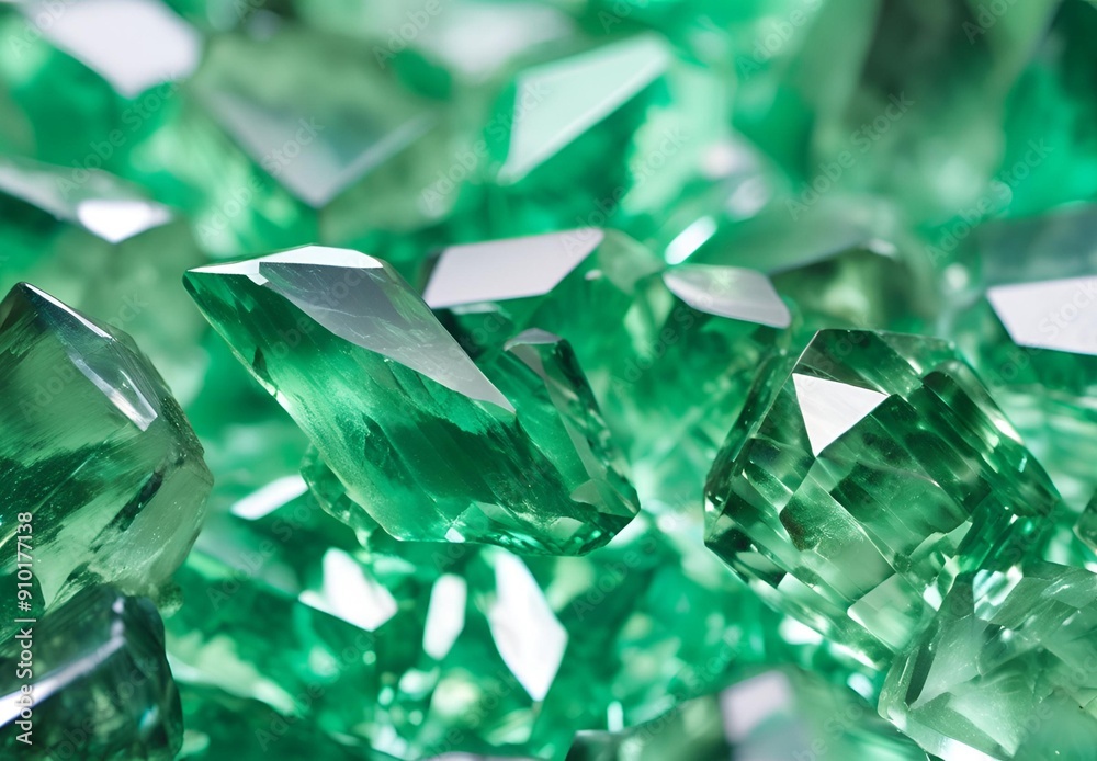 green crystals on a white background green crystals on a white background