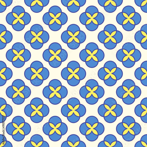 Petals graphic design or textile patterns,Floral central blue circle.