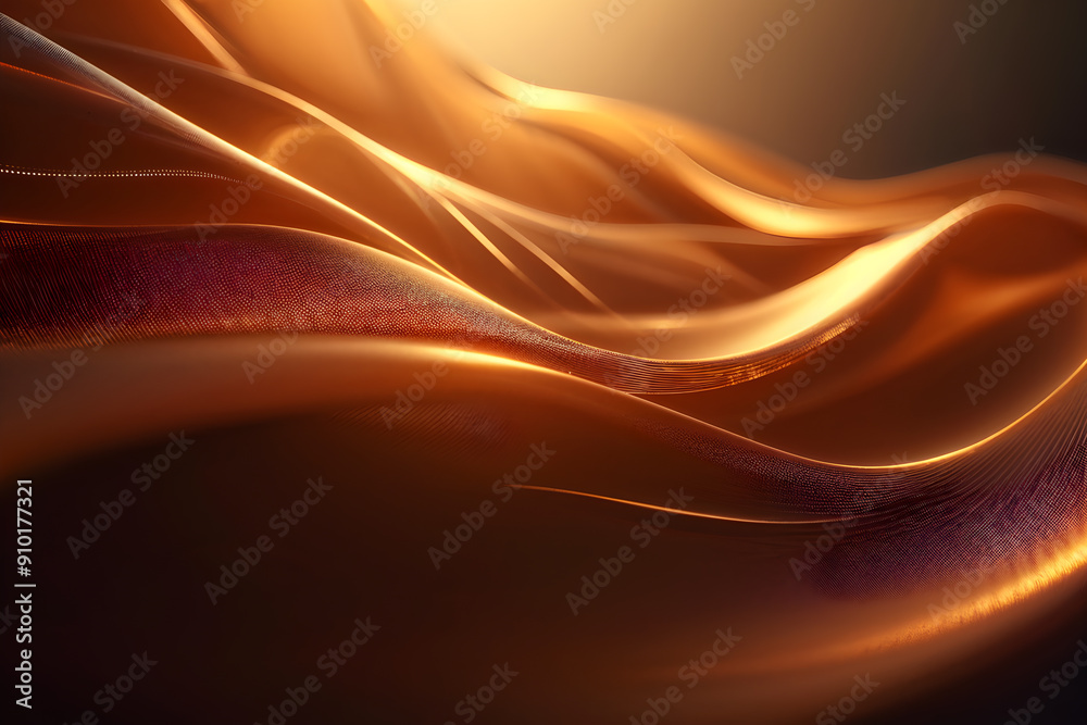 Dynamic glowing curves in rich gold hues against a deep gradient create an energetic abstract background