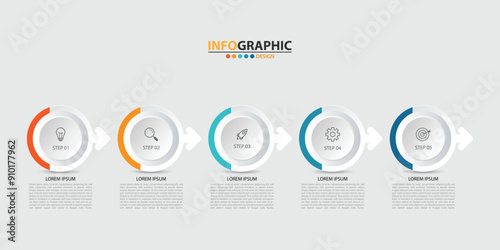 Five steps modern business infographic template design