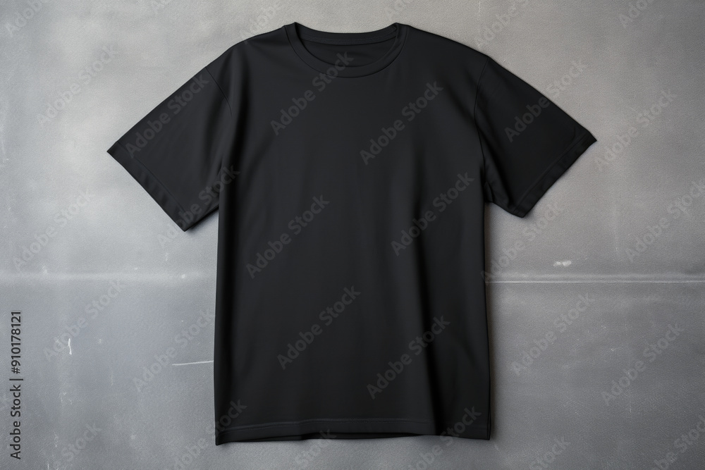 Black Shirt Mockup on Concrete Wall Background: Blank Black T-Shirt Mockup Unisex for Branding, Fashion Design, and Product Display Black Shirt Mockup on Concrete Wall Background: Blank Black T-Shirt Mockup Unisex for Branding, Fashion Design, and Product Display