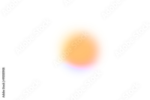 Abstract orange gradient circle with watercolor blur effect. Vibrant gradient mesh with subtle noise and neon aura on white background. Artistic vector illustration