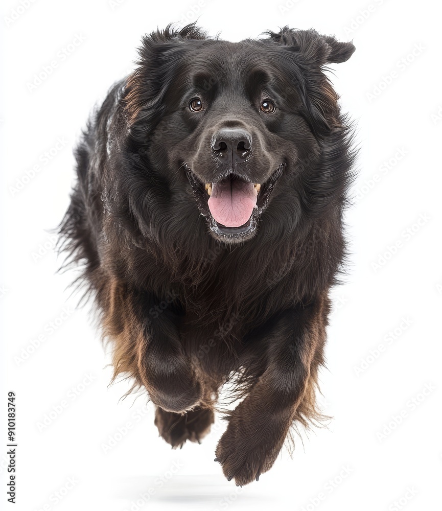 Black Newfoundland Dog Running - Playful and Joyful Canine Black Newfoundland Dog Running - Playful and Joyful Canine