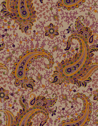 Seamless traditional paisley ethnic print