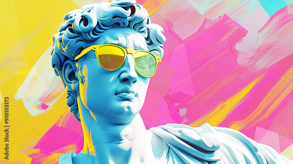 Fototapeta premium Roman Style Plaster Statue Head in Fashionable Glasses