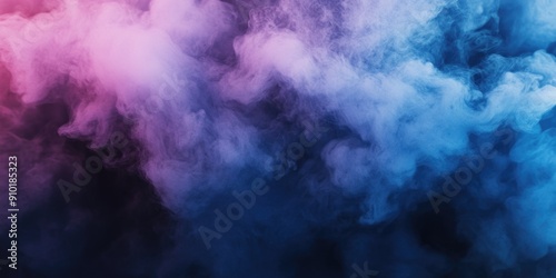 A dense, colorful cloud of smoke fills the frame against a dark, featureless background