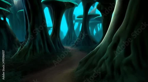 Enchanted Woodland: Twisted Trees, Luminous Mushrooms, and Free-Roaming Mythical Creatures