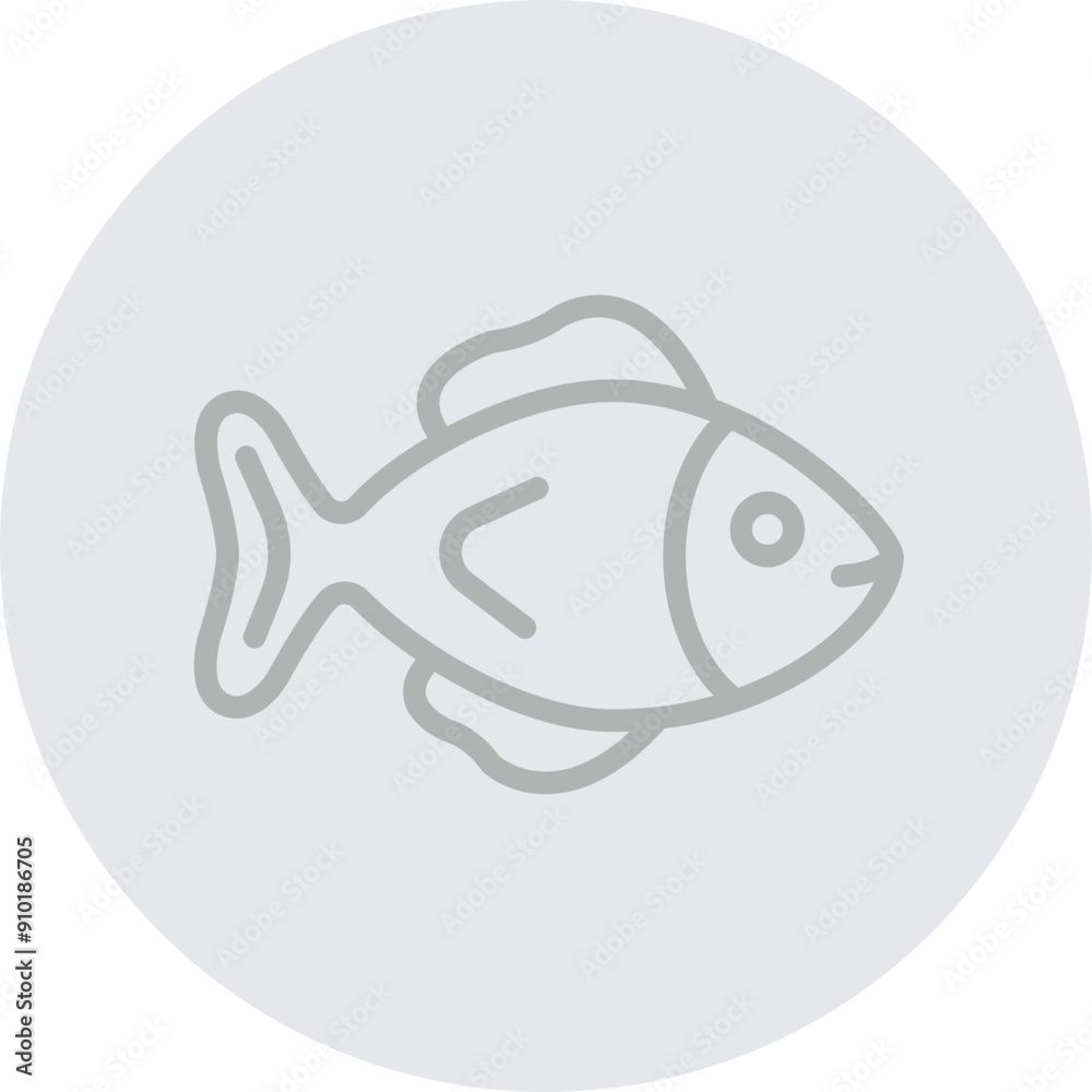 Fish Vector Line Grey Circle Grey Fish Vector Line Grey Circle Grey