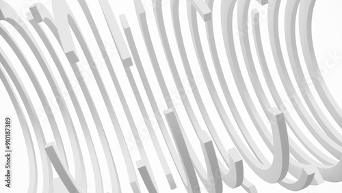 The 3D spiral with a monochrome color scheme is a visually striking geometric shape that is elongated and dynamic.