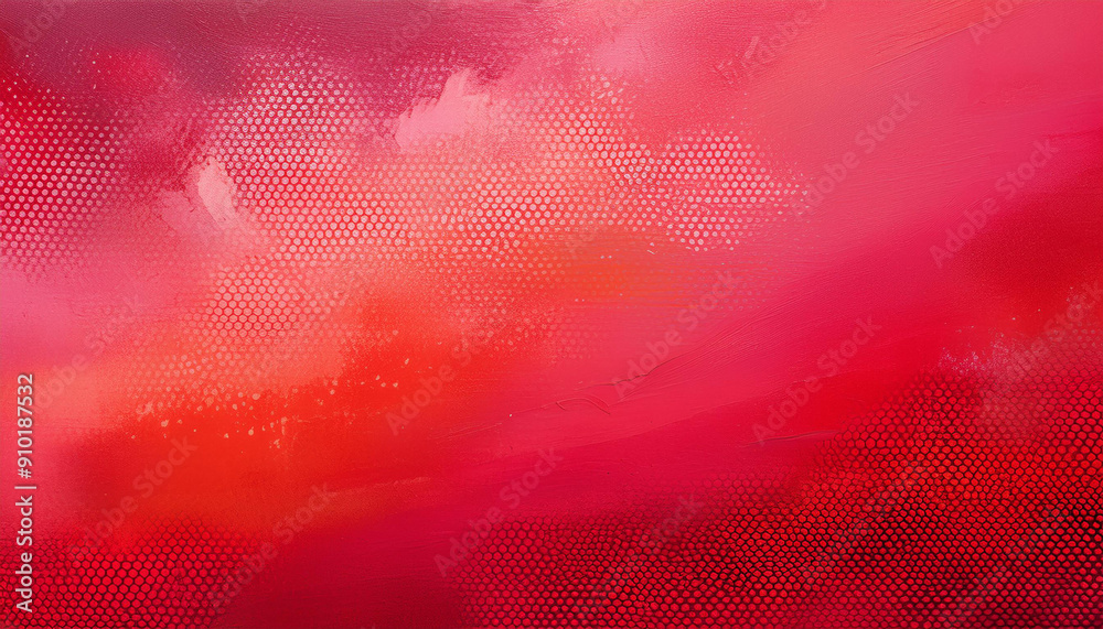 Abstract red and pink gradient with halftone dots, grunge texture. Hand painted with oil paint. Abstract red and pink gradient with halftone dots, grunge texture. Hand painted with oil paint.
