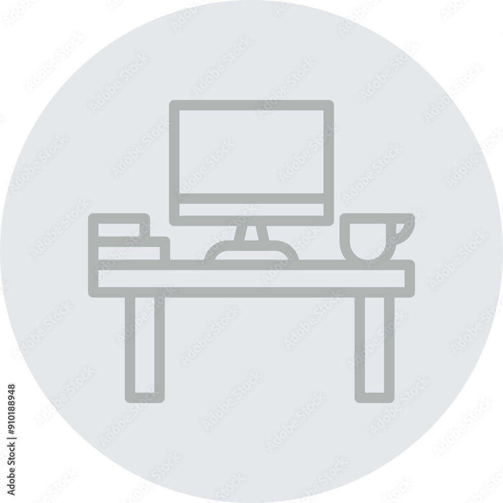 Work Space Vector Line Grey Circle Grey