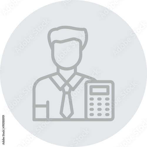 Accountant Vector Line Grey Circle Grey