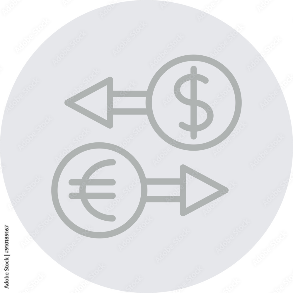 Money Exchange Vector Line Grey Circle Grey Money Exchange Vector Line Grey Circle Grey