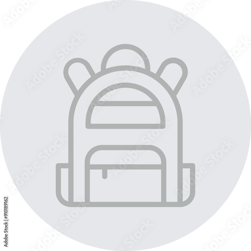 Bagpack Vector Line Grey Circle Grey