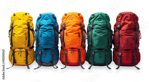 Colorful Backpacks: Travel Gear on Transparent Background