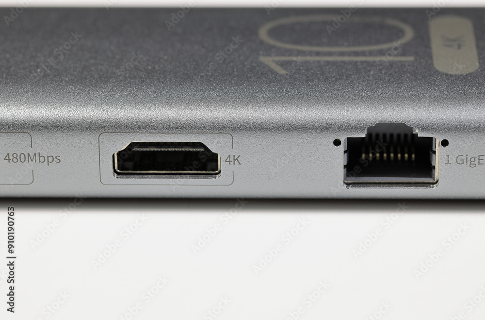 HDMI and gigabit lan port on docking station of new model premium notebook computer. HDMI and gigabit lan port on docking station of new model premium notebook computer.