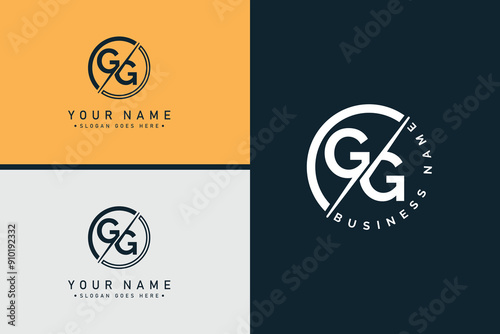 Abstract Letter GG Logo - Initial Monogram Template for Alphabet G and G