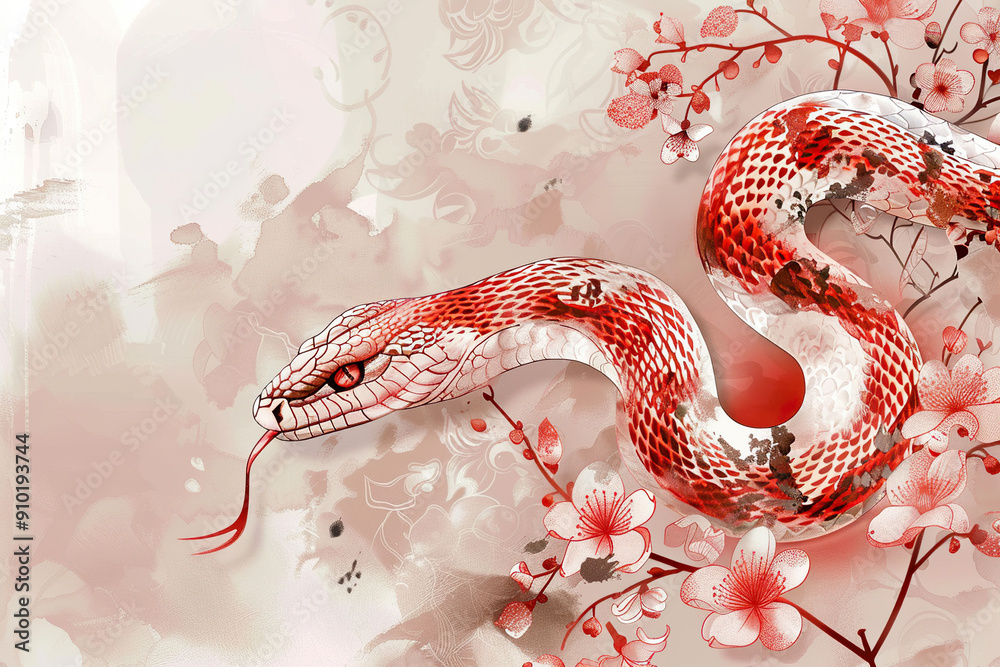 Obraz premium Beautiful greeting card with animal snake