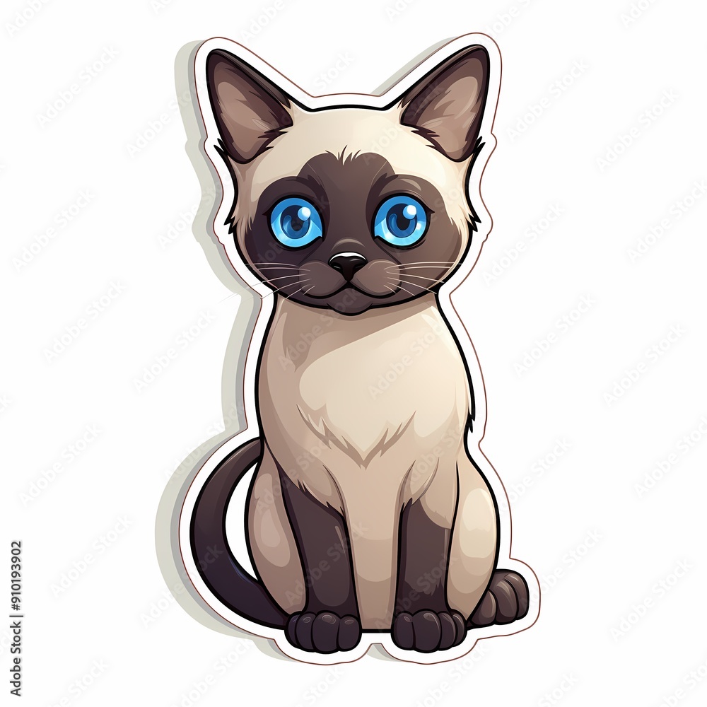 Charming illustration of a fluffy Siamese cat with blue eyes, ideal for decorative uses. Charming illustration of a fluffy Siamese cat with blue eyes, ideal for decorative uses.