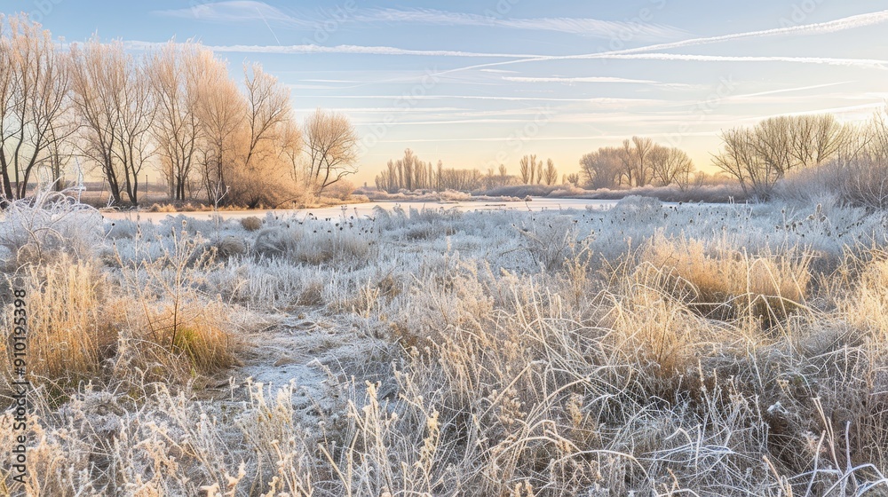 Frosty Landscape Featuring White Wood Covered with Frost, Capturing the Beauty of Winter's Chill and Nature's Elegance Frosty Landscape Featuring White Wood Covered with Frost, Capturing the Beauty of Winter's Chill and Nature's Elegance