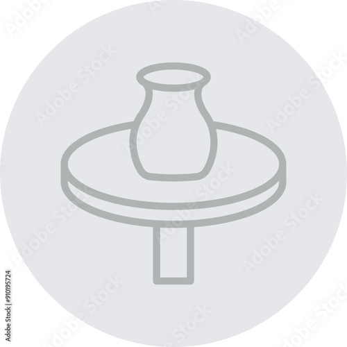 Pottery Wheel Vector Line Grey Circle Grey