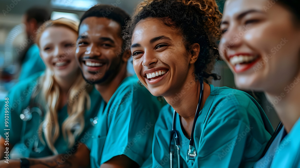 Laughing Medical Professionals in Scrubs - Photo Laughing Medical Professionals in Scrubs - Photo