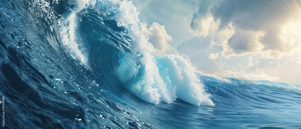 Stunning Ocean Wave Crashing Under Sunny Sky Stunning Ocean Wave Crashing Under Sunny Sky