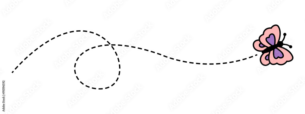 Flying butterfly illustration. Cartoon buterfly icon. Vector butterfly illustration.