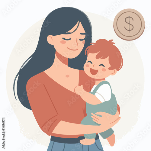 Mother and kid. Pregnant woman, mom play with son, hold baby, hug daughter and read book. Happy mothers day