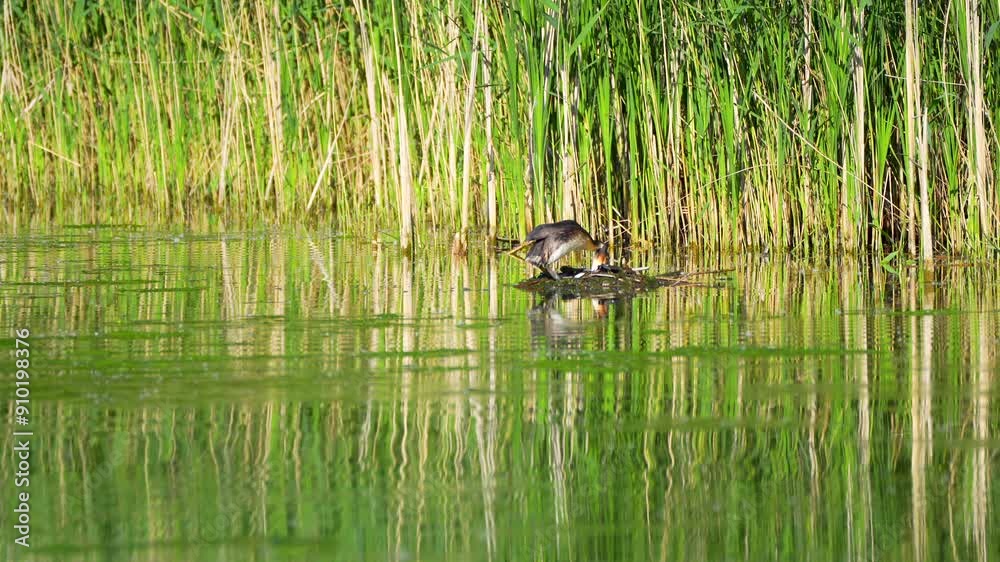 great crested grebe on the nest great crested grebe on the nest