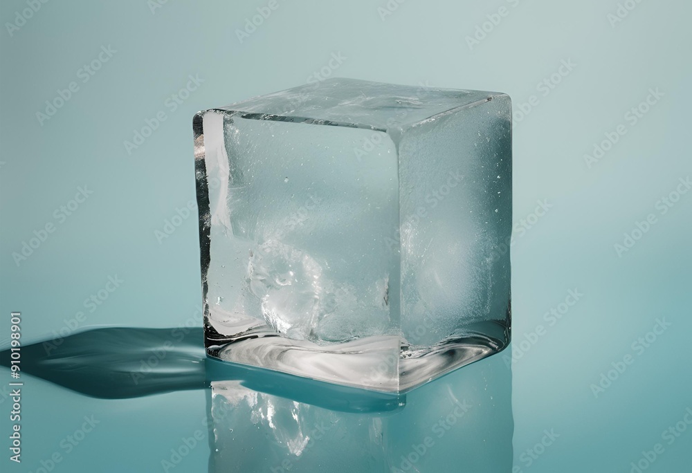 ice cube on blue background