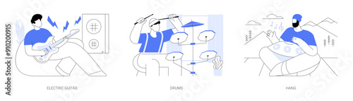 Playing musical instruments isolated cartoon vector illustrations se