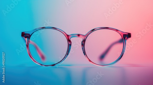 Lunettes de vue design sur fond coloré. Design eye glasses, colored background.