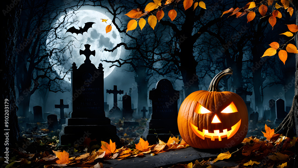Fototapeta premium halloween background with pumpkin
