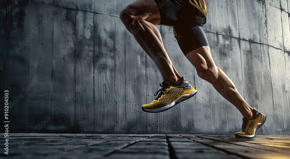 Obraz premium Athlete Running with Yellow Shoes
