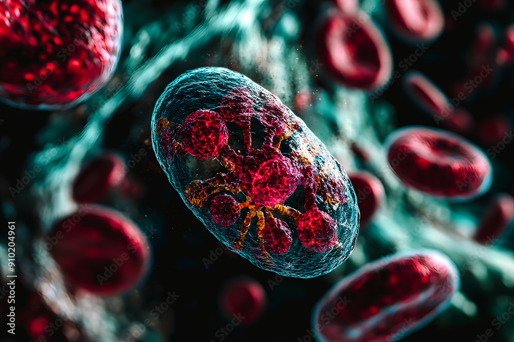 Fototapeta premium Virus, bactérie, microbe, vue au microscope