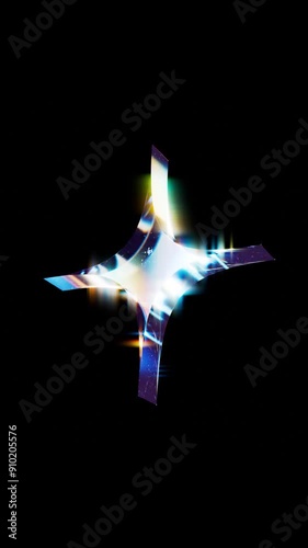 Glass star geometry 3D. Video 3D animation of the appearance and disappearance of a star. Video transition and footage.