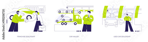 Car dealership company abstract concept vector illustrations.