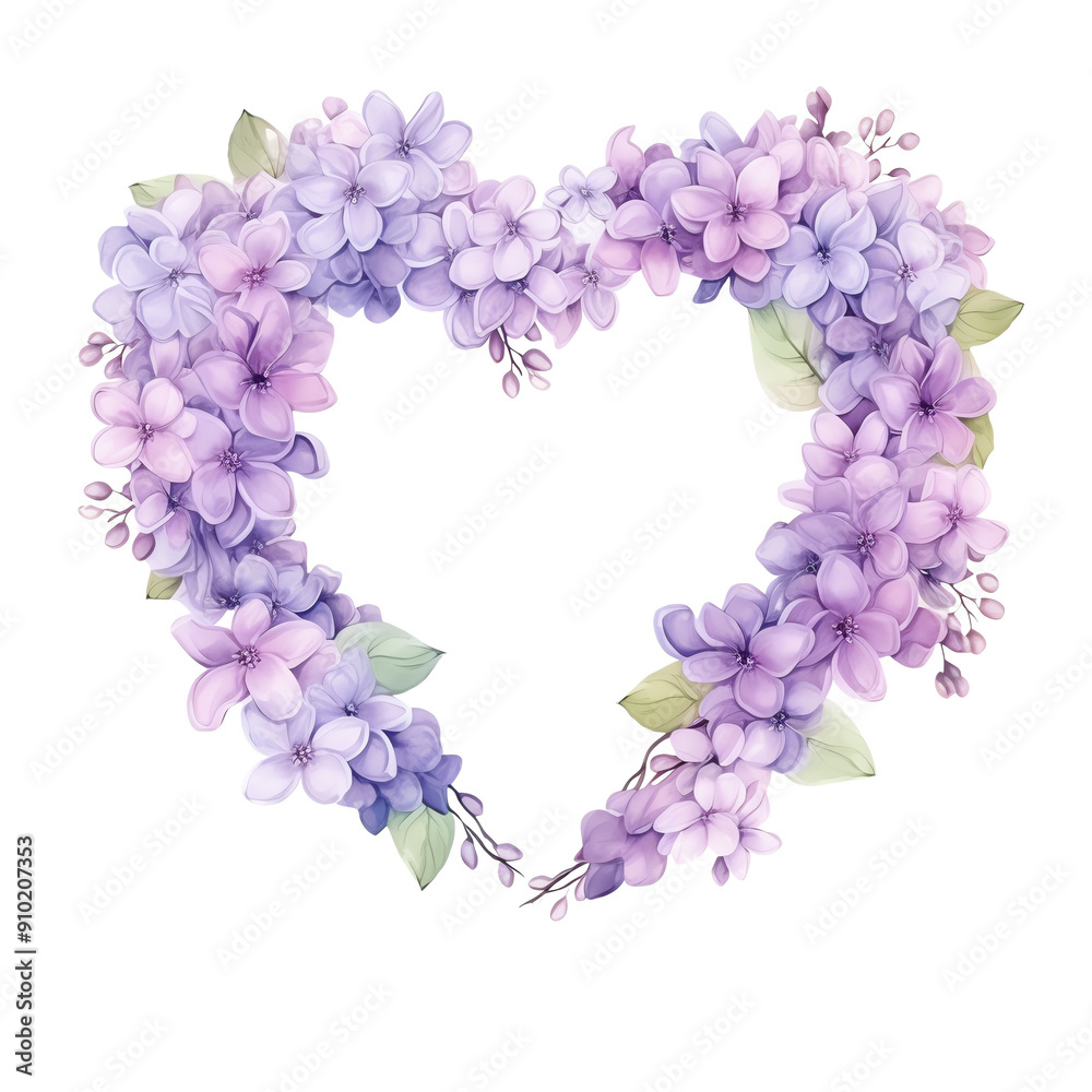 Heart-shaped floral wreath with delicate purple flowers, perfect for romantic, wedding, or spring-themed designs. Heart-shaped floral wreath with delicate purple flowers, perfect for romantic, wedding, or spring-themed designs.
