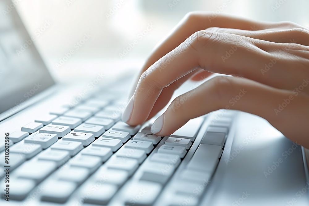 A hand entering a password on a keyboard, Focuses on authentication and secure access. A hand entering a password on a keyboard, Focuses on authentication and secure access.