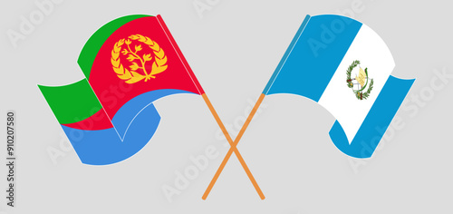 Crossed and waving flags of Eritrea and Republic of Guatemala