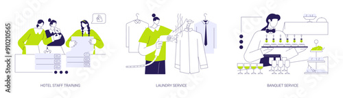 Hospitality business abstract concept vector illustrations.