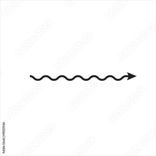 Thin long wavy twisty arrow. Winding curved arrow. Vector illustration. EPS 10/Ai